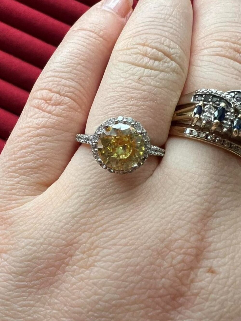 925 Sterling Silver with Yellow and Clear Stones